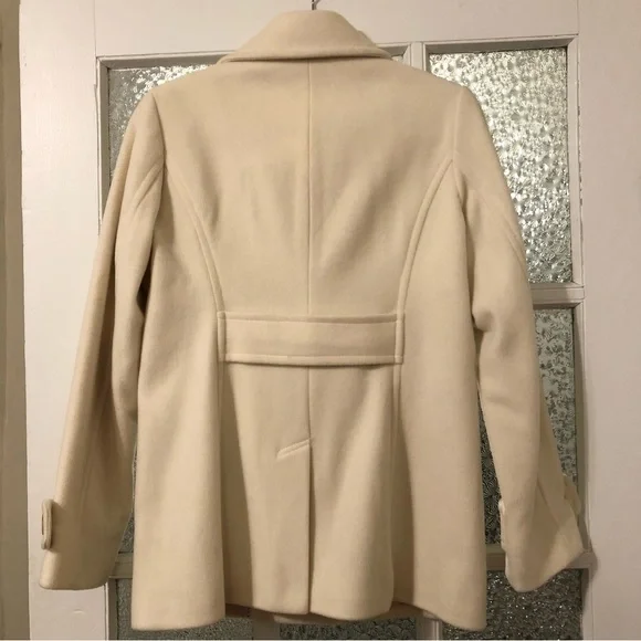 Lands’ End Wool Blend Cream Peacoat - Picture 5 of 7